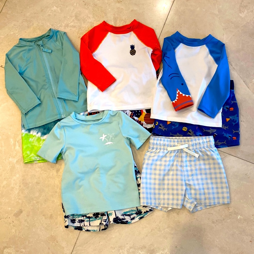 Toddler Boys Cat & Jack Swim Bundle - swimsuits and rash guards